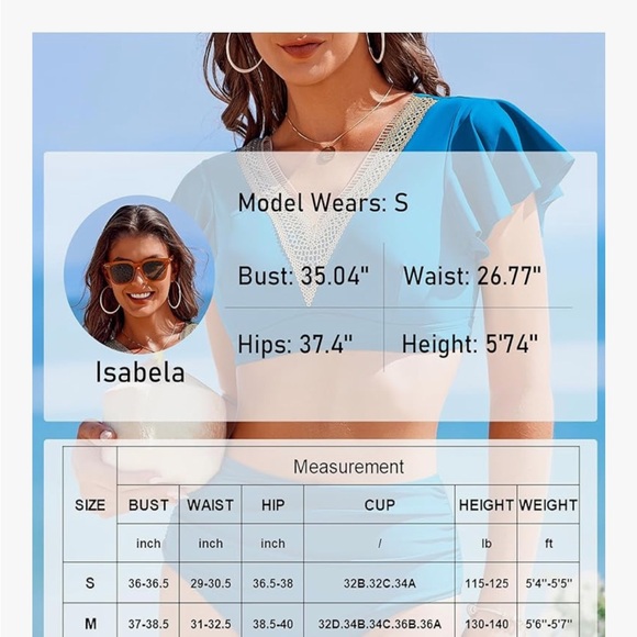 Blue Ruffled V-Neck Bikini Set - Picture 4 of 5